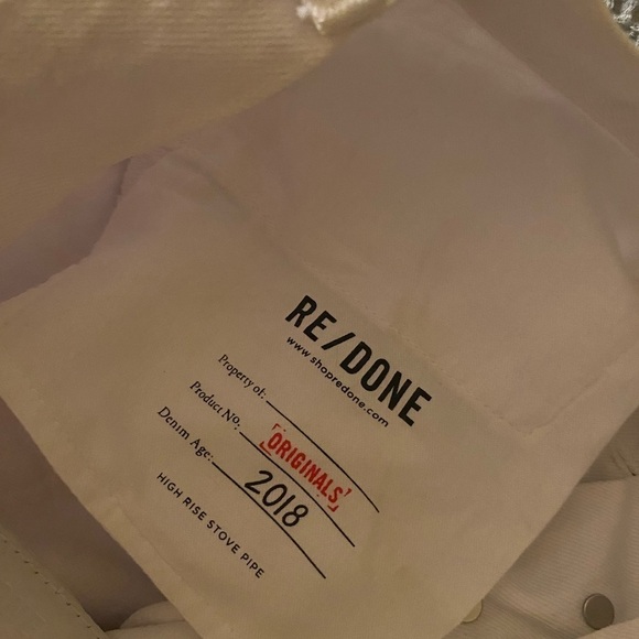 RE/DONE Women's High Rise Stove Pipe Straight Jeans White Size 26 Button Fly - Picture 3 of 6